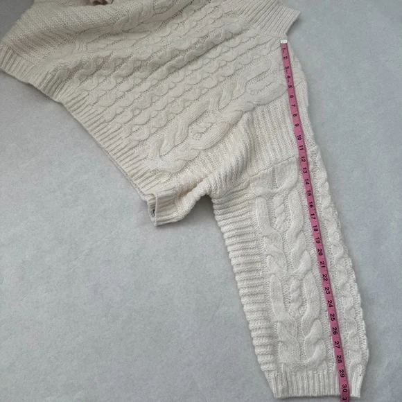 Topshop Cream Chunky Cable Balloon Long Sleeve Boho Cozy Knit Sweater  Size 14 - Picture 11 of 12